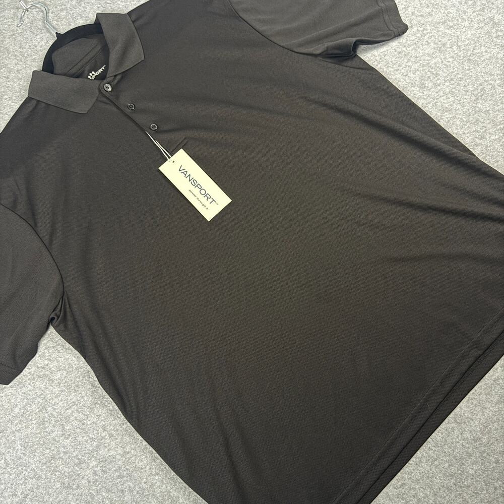 Vansport Marco Polo Shirt Mens Large Black NWT Performance Golf Short Sleeve